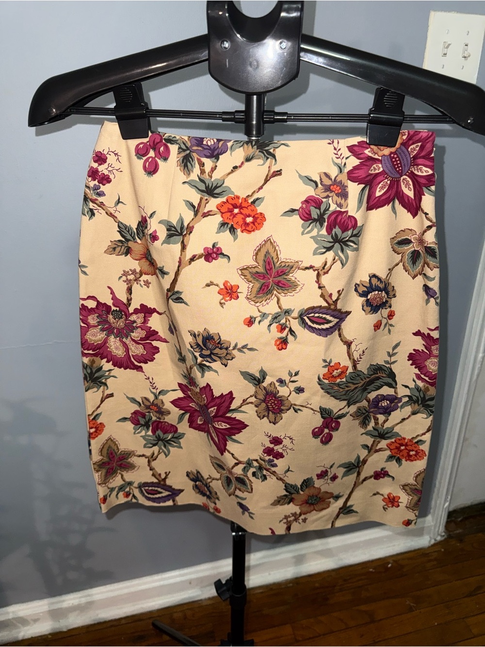 Talbots Petites Floral Skirt Size 4 Made in USA Cottagecore Botanical Cotton - Picture 2 of 8